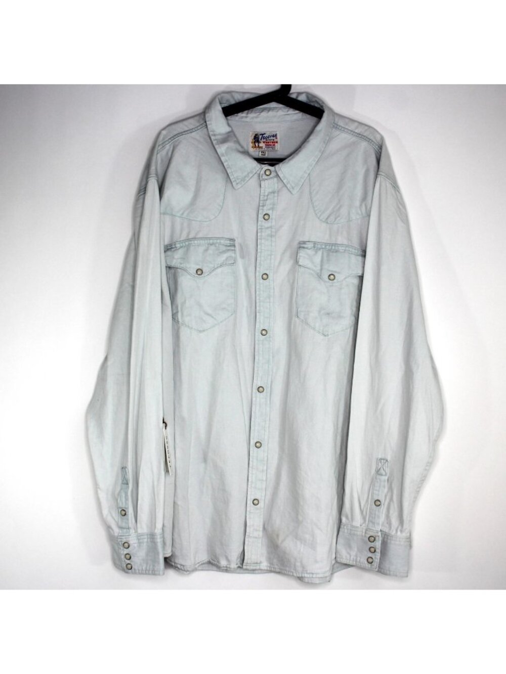Tecovas Mens 3XL Ultra Light Denim Western Pearl Snap Button Up Shirt K757
